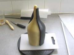 half of top layer of black marzipan added