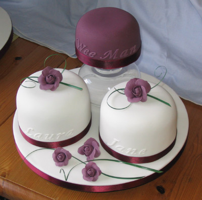 groom and bridesmaids' cakes